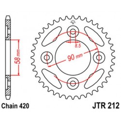 Звезда задняя JT для Honda, Steel Rear Sprocket JTR212 (41201-KPH-971, 41200-K26-901)