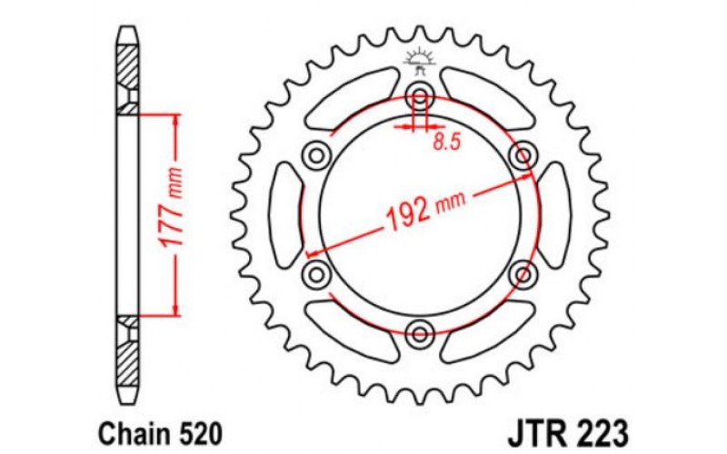 JT звезда задняя JTR223