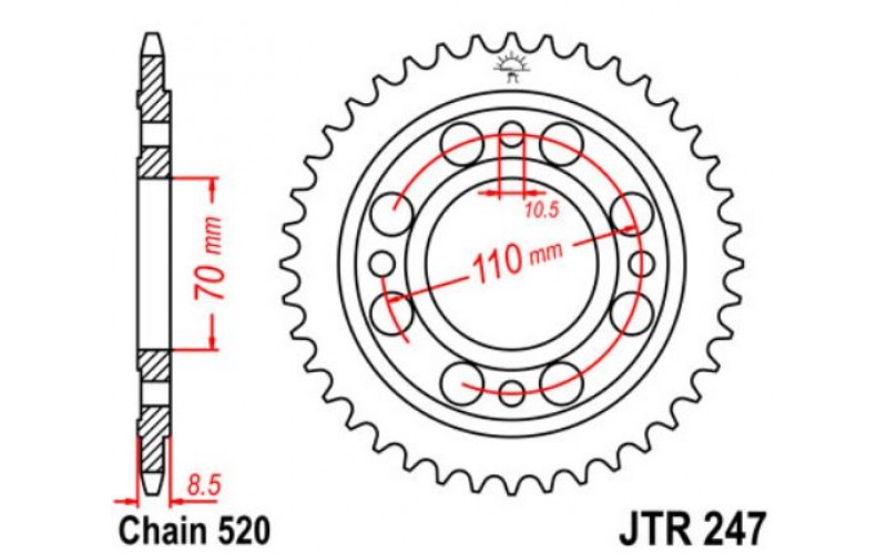 JT звезда задняя JTR247