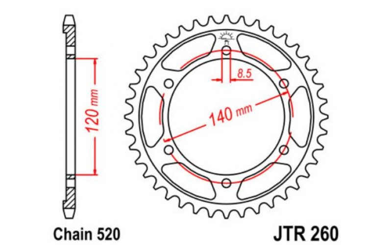 JT звезда задняя JTR260