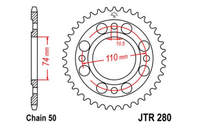 JT звезда задняя JTR280