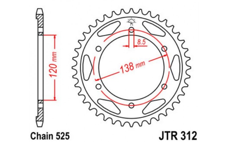 JT звезда задняя JTR312
