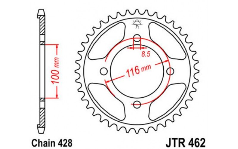 JT звезда задняя JTR462