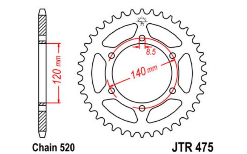 JT звезда задняя JTR475
