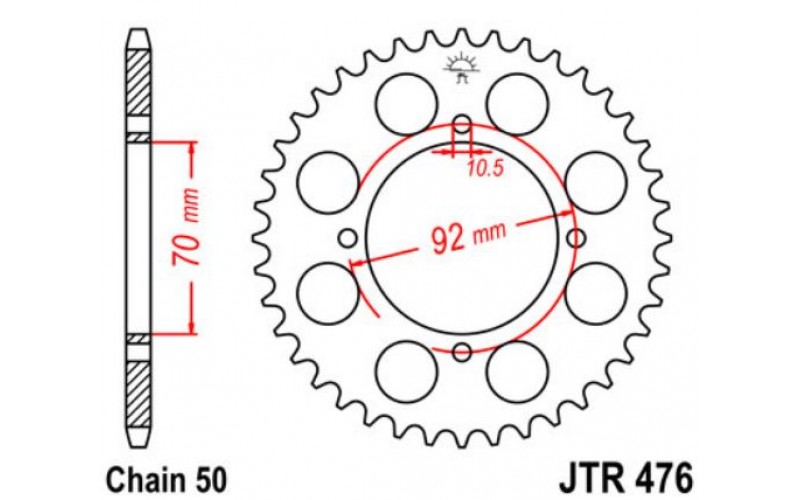 Звезда задняя JT Sprockets для Kawasaki, Steel Rear Sprocket JTR476