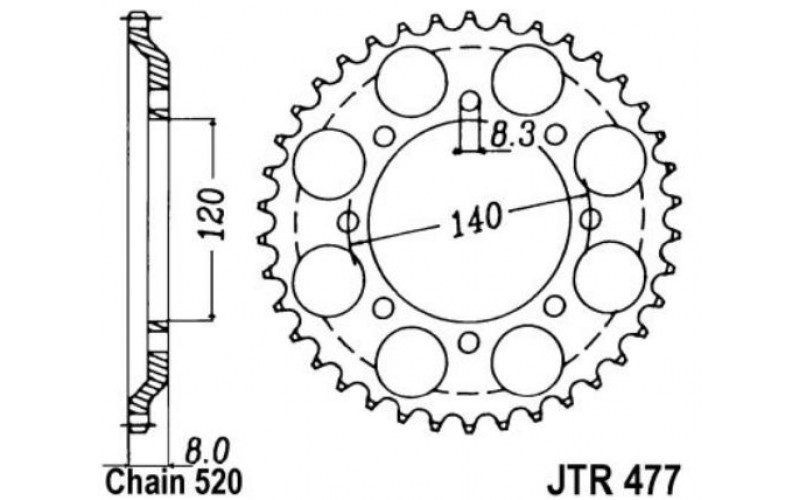 JT звезда задняя JTR477