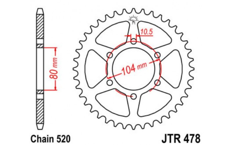 JT звезда задняя JTR478