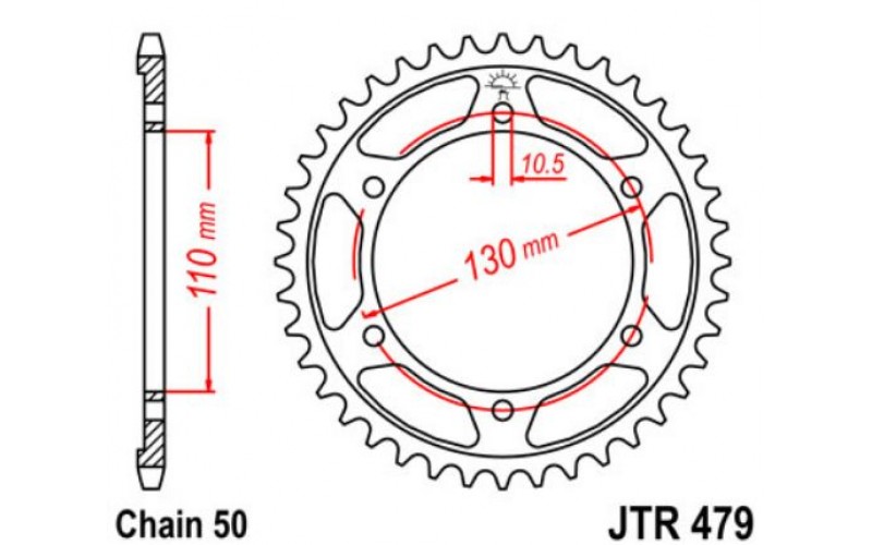 Звезда задняя JT Sprockets для Kawasaki, Yamaha, Steel Rear Sprocket JTR479