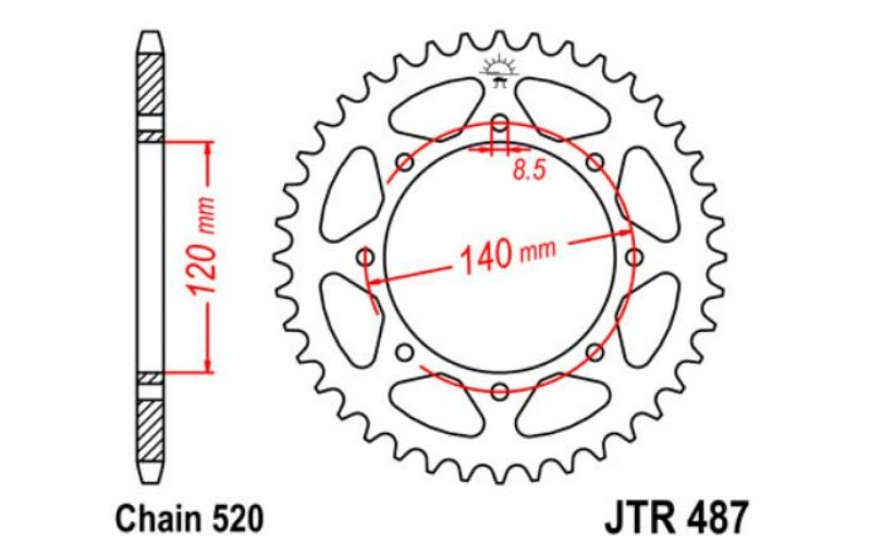 JT звезда задняя JTR487