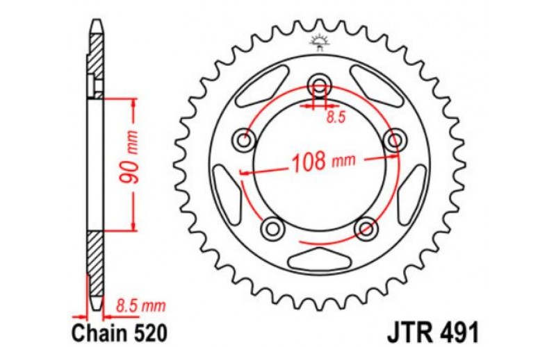 JT звезда задняя JTR491