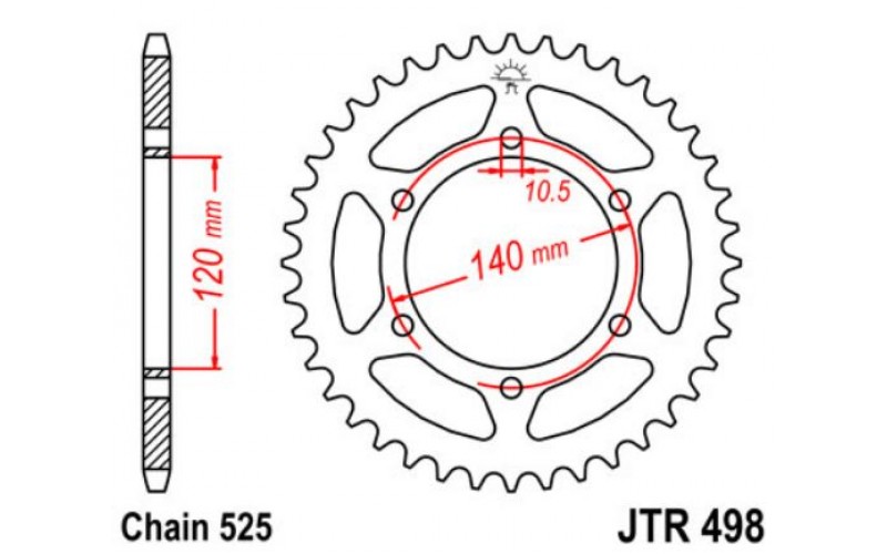 Звезда задняя JT Sprockets для Kawasaki, Steel Rear Sprocket JTR498