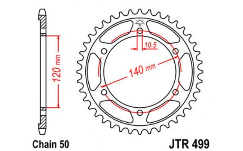 JT звезда задняя JTR499