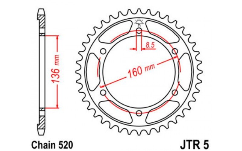 JT звезда задняя JTR5