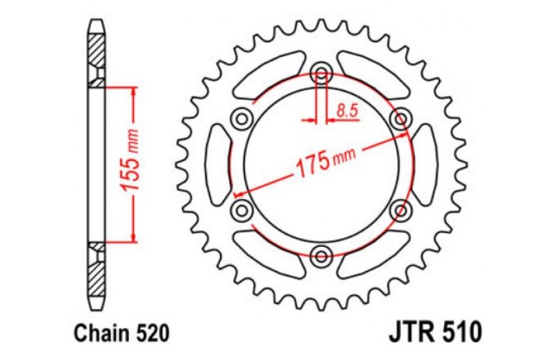 JT звезда задняя JTR510