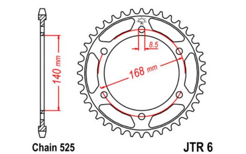 JT звезда задняя JTR6