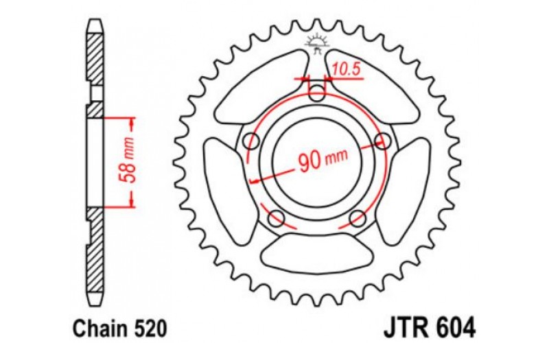 JT звезда задняя JTR604