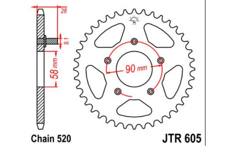 JT звезда задняя JTR605