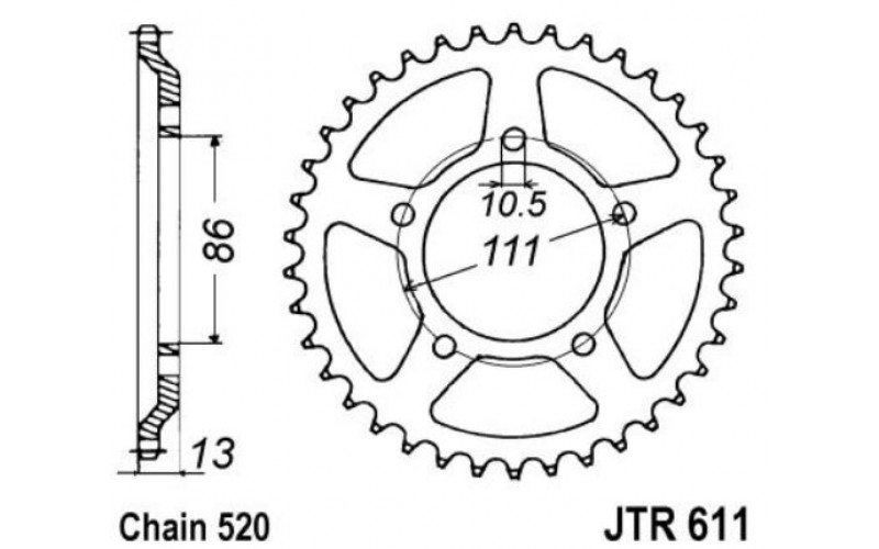 JT звезда задняя JTR611