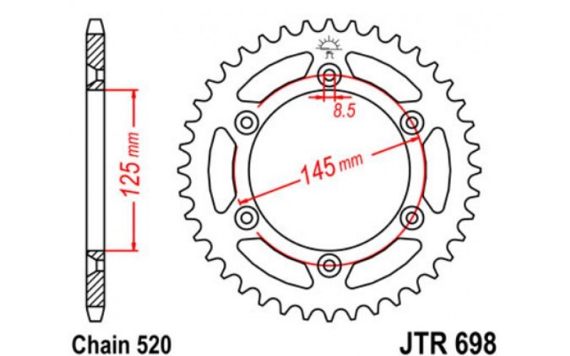 JT звезда задняя JTR698