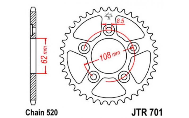 JT звезда задняя JTR701