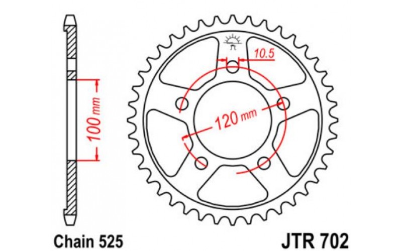 JT звезда задняя JTR702