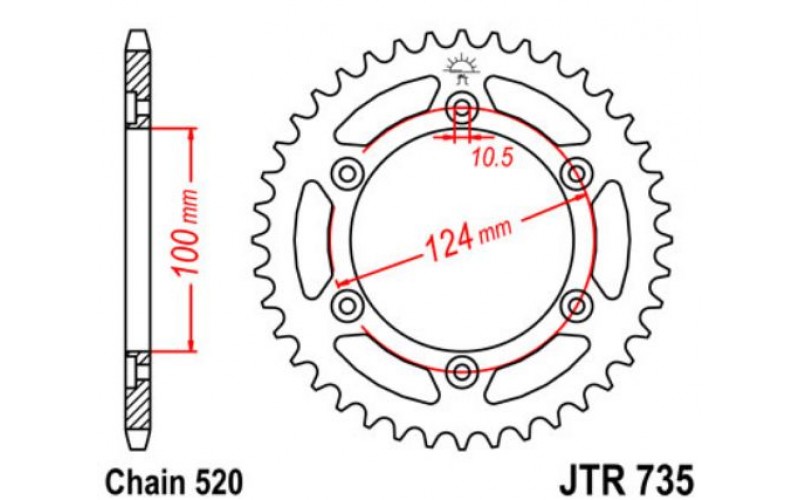 JT звезда задняя JTR735