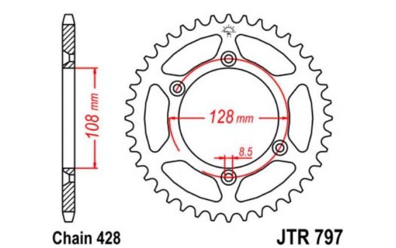 JT звезда задняя JTR797