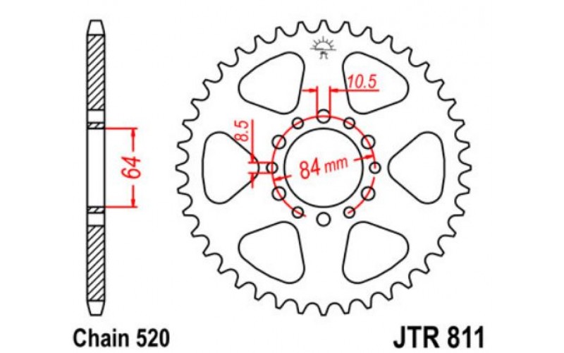 JT звезда задняя JTR811