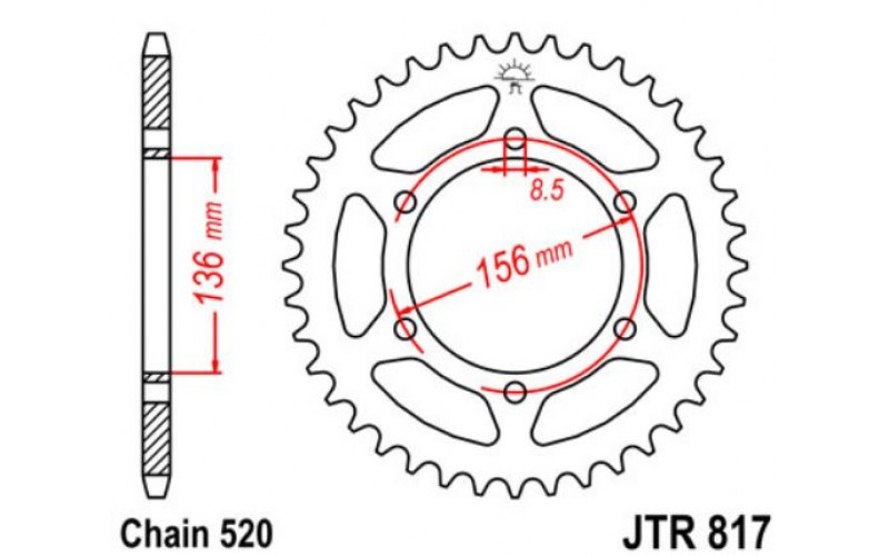 JT звезда задняя JTR817