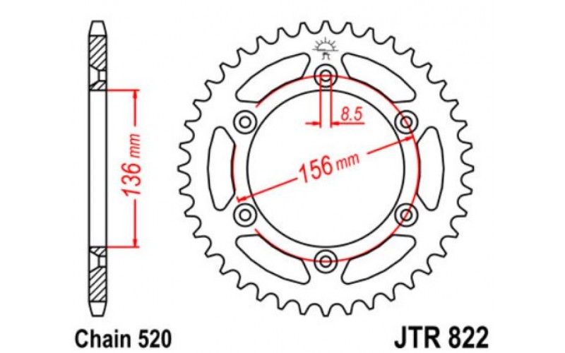 JT звезда задняя JTR822