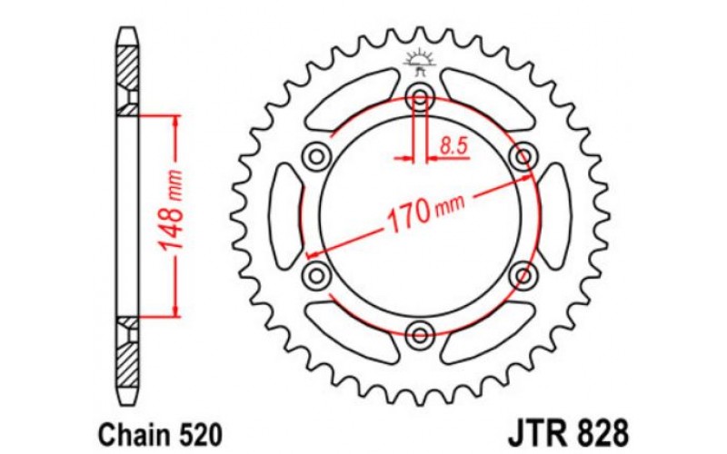 JT звезда задняя JTR828