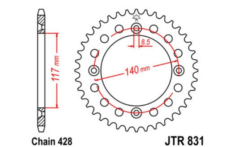 JT звезда задняя JTR831