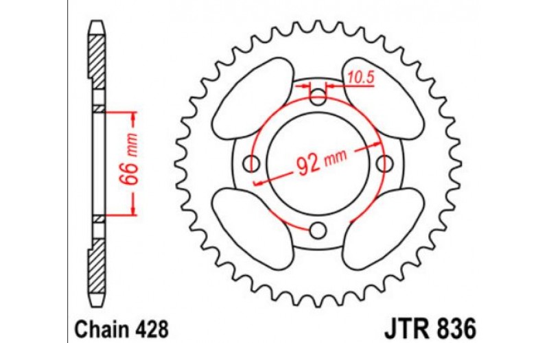 JT звезда задняя JTR836