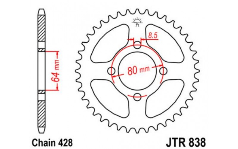 JT звезда задняя JTR838