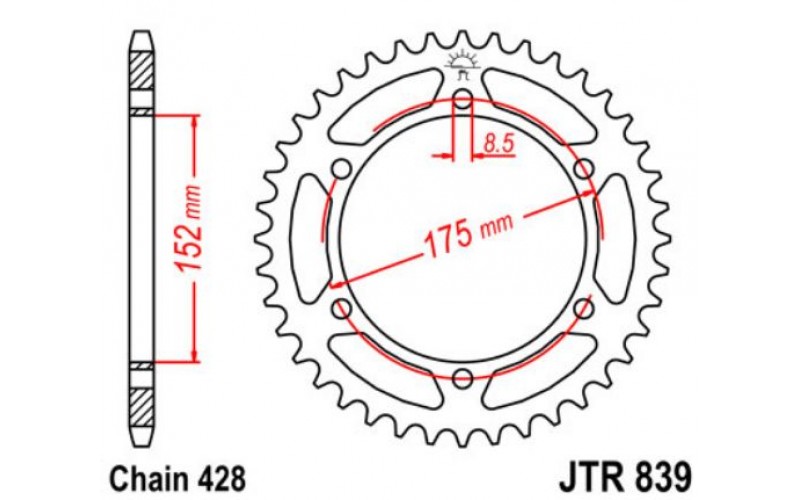 JT звезда задняя JTR839