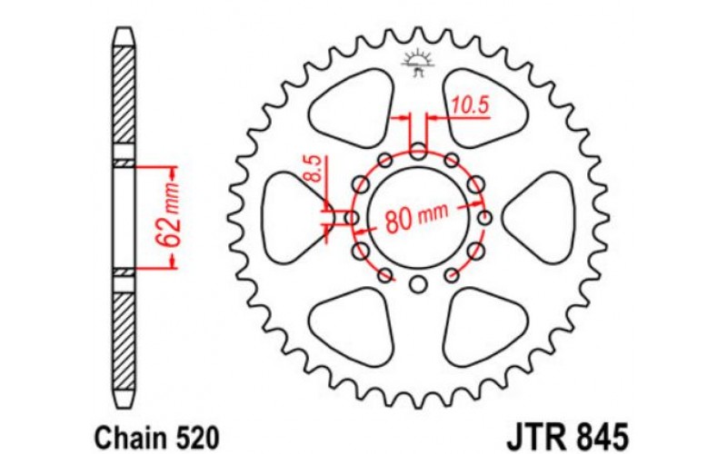 JT звезда задняя JTR845