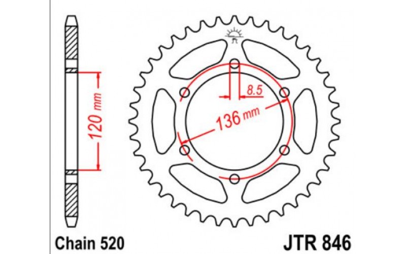 JT звезда задняя JTR846