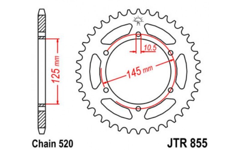 JT звезда задняя JTR855