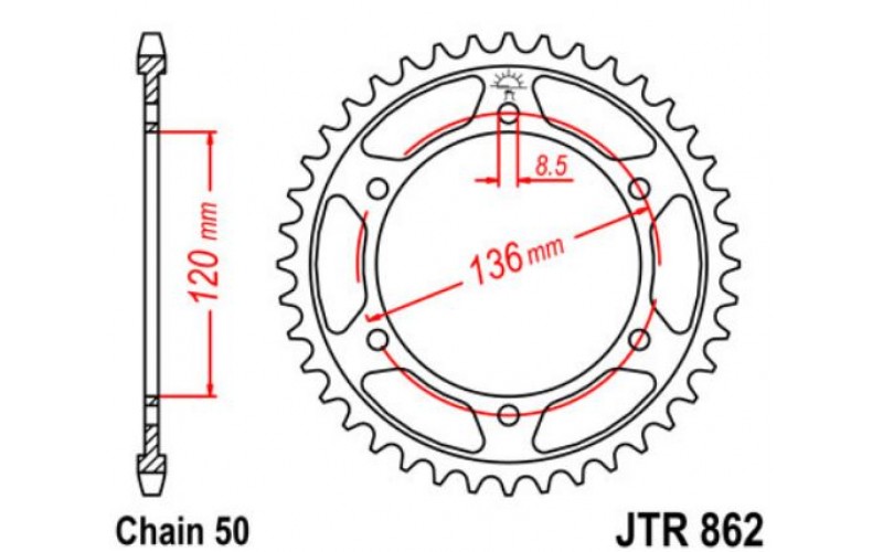 JT звезда задняя JTR862