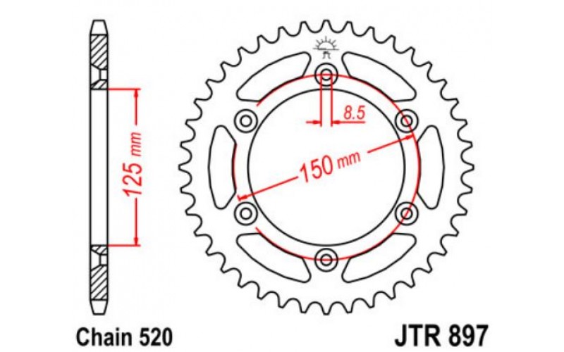 JT звезда задняя JTR897